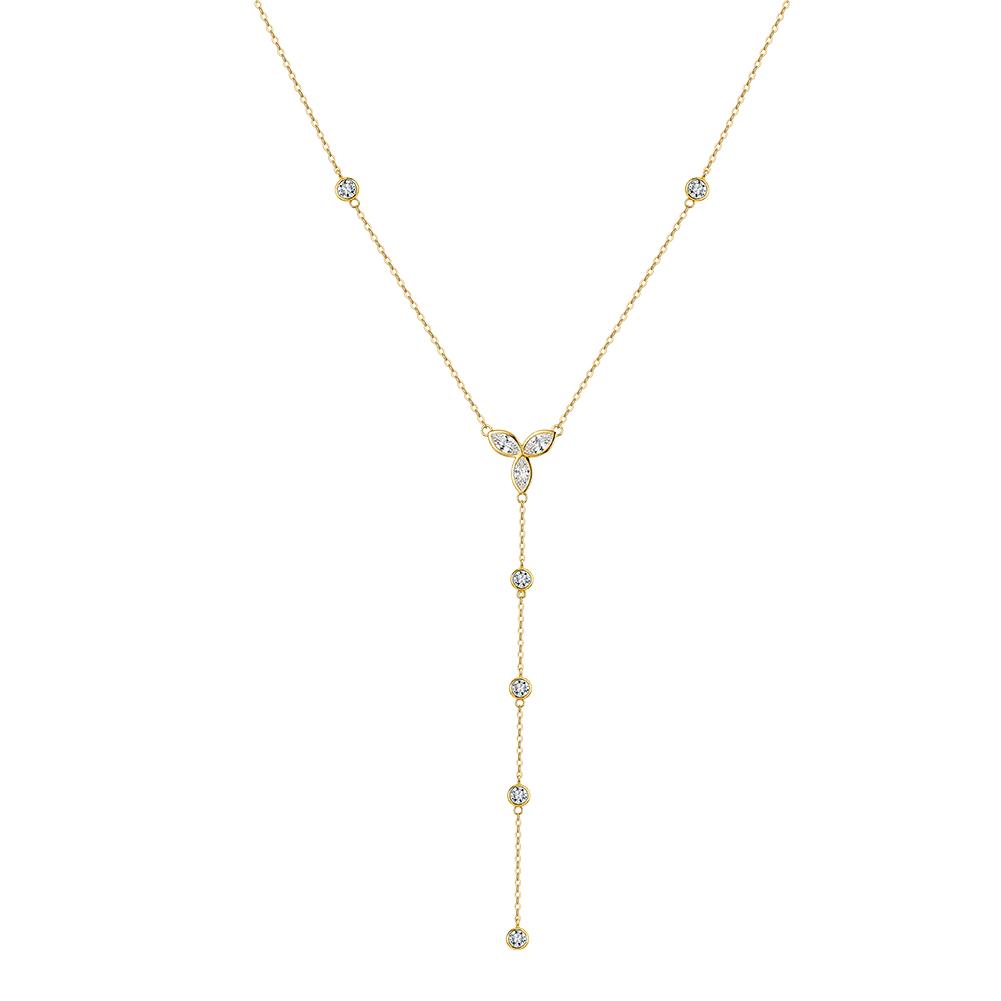 ORSA JEWELS Изысканное Серебряное Ожерелье 925 пробы, Сексуальное, Блестящее, Y-образной формы, Длинная Цепь, Цирконий, для Женщин, Летние Украшения BQN38