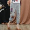 Укороченные брюки женские летние свободные джинсовые брюки-шаровары с эластичной резинкой на талии и вышивкой в ​​тон, одинаковые по цвету