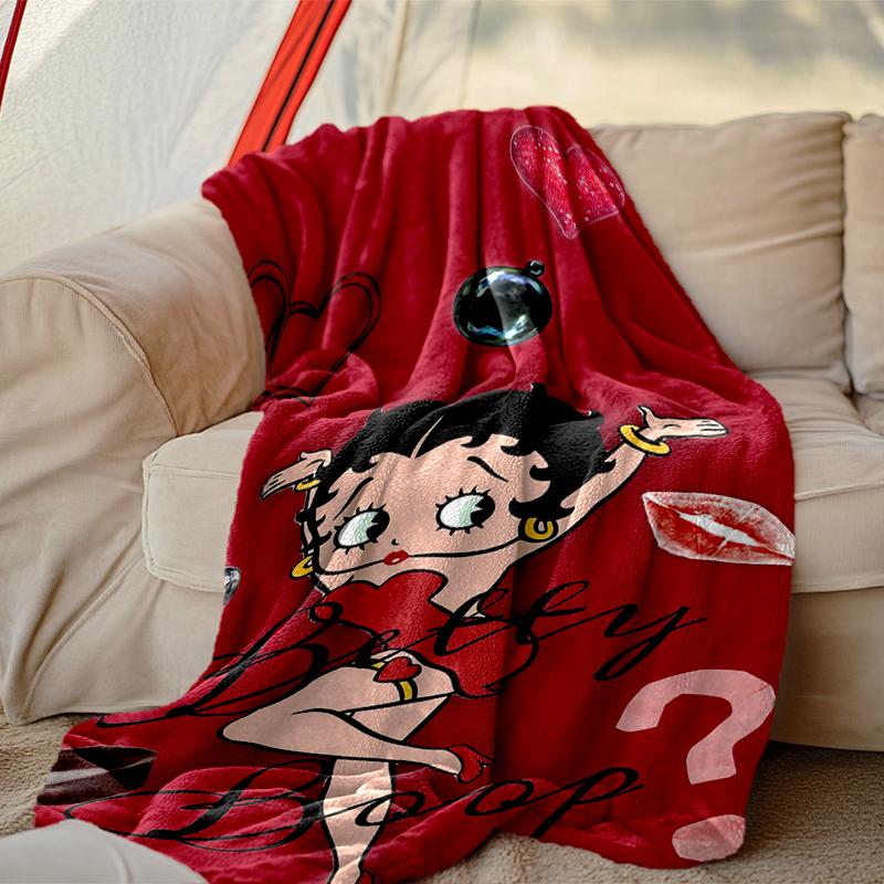 1pc Betty Boop Blanket, Cozy Valentine's Day Blanket, Multi-functional Nap Blanket Available Throughout the Four Seasons