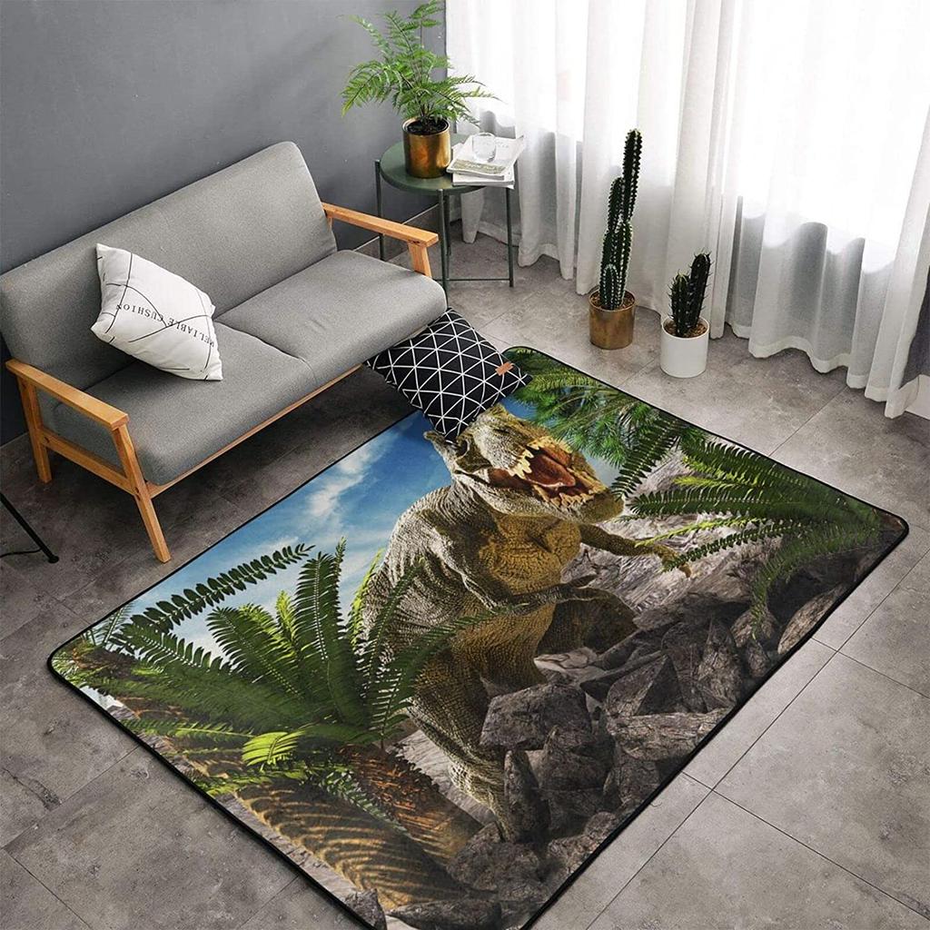 Jurassic Dinosaur Living Room Area Rug 3D Dinosaur Carpets Bedroom Rug for Boys Kids Play Mat Animal Print Rug Entrance Doormat