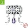Vintage Iris Diy Bracelet Beaded, Purple Water Drop Zircon S925 Sterling Silver Pendant Accessories