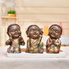 Очаровательное трио статуэток монахов | Символ безмятежности и мудрости | Приносит мир и очарование в любую обстановку – Набор из 3 штук, разноцветный