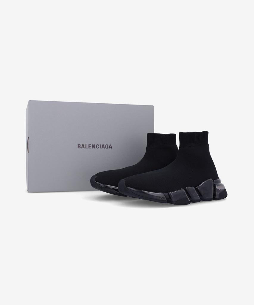 Balenciaga Speed 2.0 Full Clear Sole Graffiti Recycled Knit Sneakers - Black:White / 617196W2Dia1190