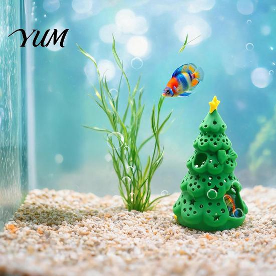 Snowman Fish Tank Cave Christmas Aquarium Hideout Cave, 3D Printed Shrimp Safe Haven for Shrimps Tree Betta Decoration Sensitive Species
