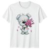 Puppy With Roses Flowers Mens T-Shirt Womens Tee Graphic Unisex Top