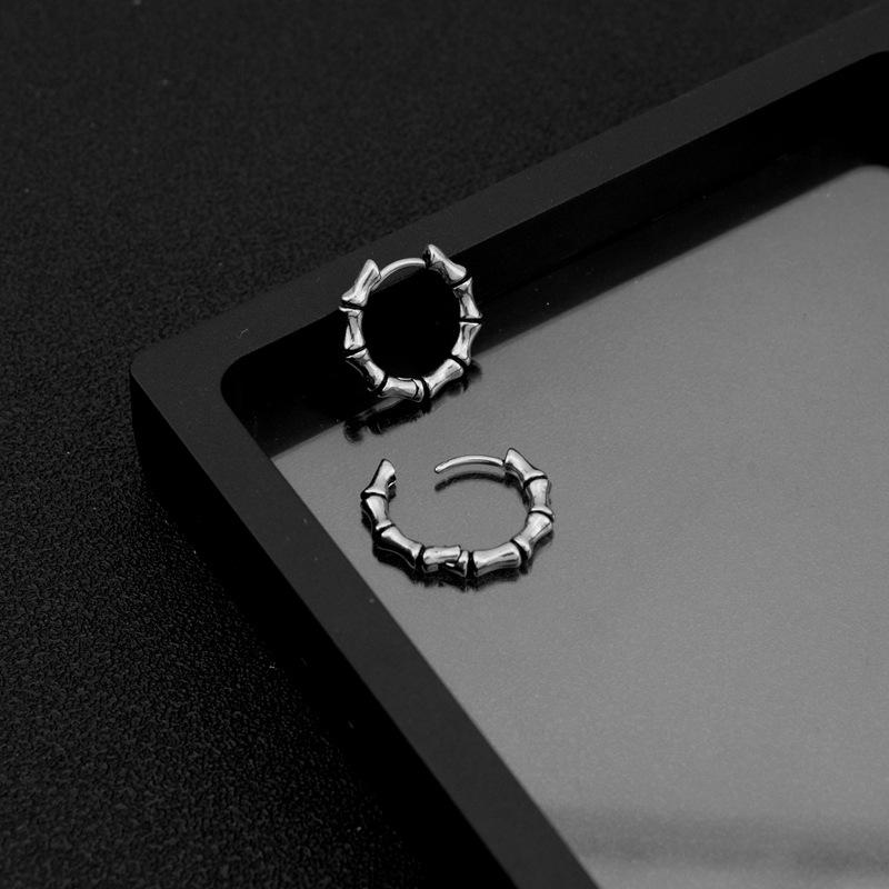 Мужские и женские серьги из нержавеющей стали, ретро-панк-серьги-кольца из бамбука, байкерские серьги