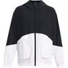 UA Armour Color Block Hooded Zip Design Raglan Long Sleeve Jacket Women Jacket Black White 1382699-001