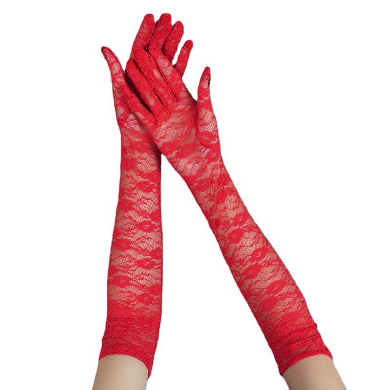 Перчатки женские длинные кружевные 54 см палец свадебные формальные рождественские распродажа школьные оригинальные аксессуары для одежды праздничные