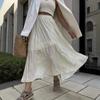 Elegant Loose Soft OneSize Pleated Skirt Spring and Summer Women Fashion Street Side Slit Shopping Office Commuting Casual Skirt