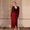 Satin Pajamas Women's Lace Light Luxury Long-sleeved Cool Nightgown Bathrobe Loungewear