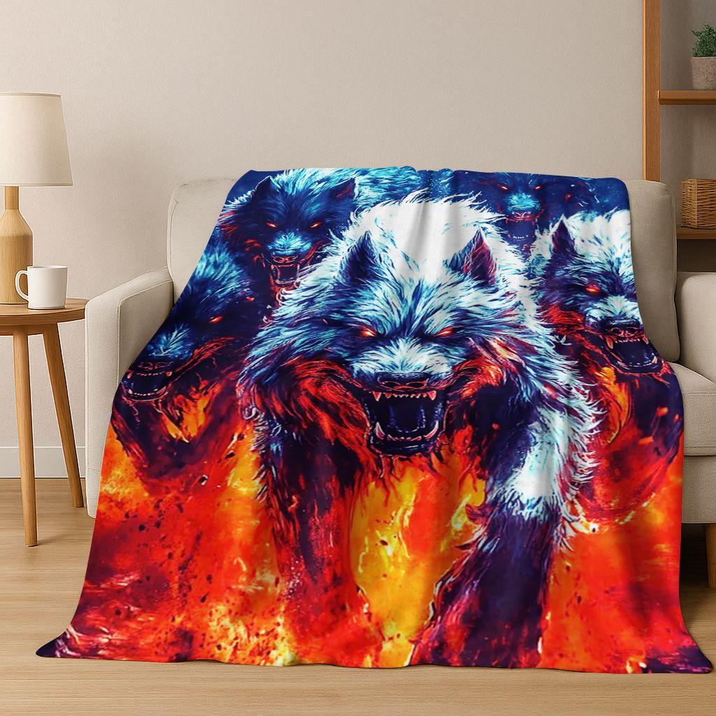 Скандинавская мифология Волк Фенрир Мультяшное Фланелевое Одеяло, Уютное Мягкое Плед для Дома Спальни Кровати Дивана Пикника Покрытие Дети