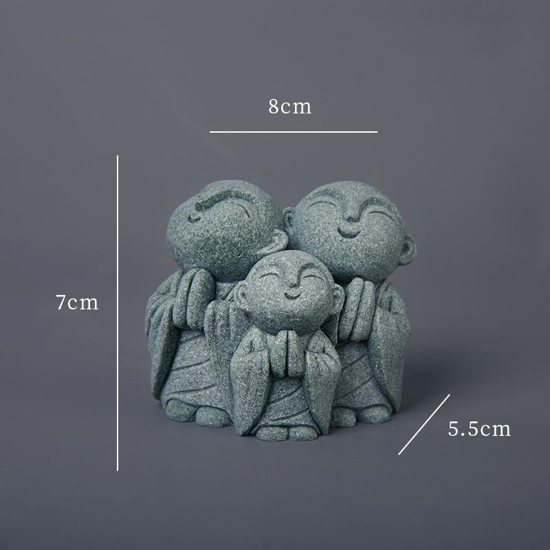 Miniature Statues Small Monk Figurines 4 Piece Resin Meditation Room for Study Tabletop Gifts Sets