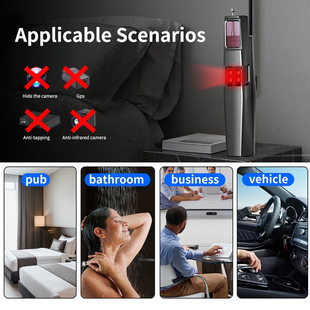 Portable Wireless Camera Detector RF Detector GPS Tracker 6 Level Sensitivity Adjustment Built in Battery Infrared