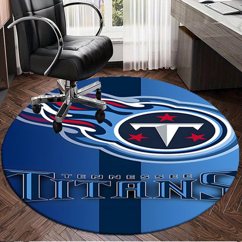 Titans Crest Round Rug for Livingroom,Bedroom, Palyroom, Chair Rug, Area rug, Circle Carpet, Large Size Fan Christmas gift