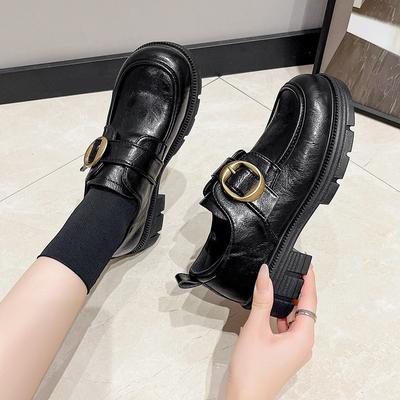 Туфли-лоферы женские из искусственной кожи на платформе, маленькие кожаные туфли, женские 2025, новые лоферы, женские туфли в британском стиле, универсальные на плоской подошве, одинарные туфли, увеличивающие рост, женская обувь