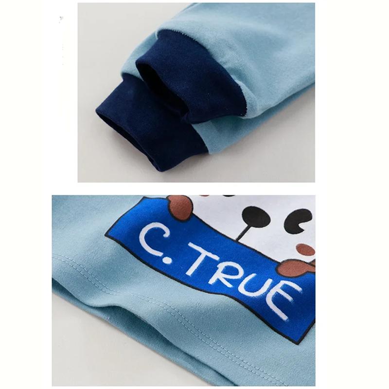 Новые детские пижамы из чистого хлопка для мальчиков и девочек, милые пижамы с длинными рукавами с героями мультфильмов, осенняя одежда для сна для малышей, комплекты детской одежды