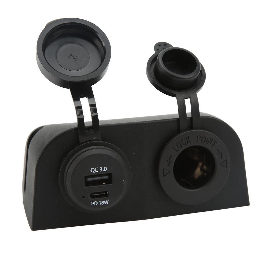 Автомобильное зарядное устройство с двумя портами DC 10–30 В, прикуриватель, USB Type-C, розетка для питания для грузовиков, автодомов, лодок