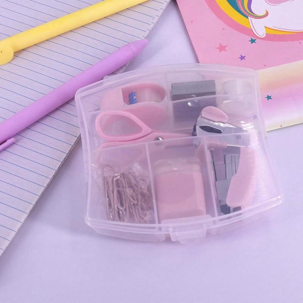 Portable Mini Office Stationery Set With Hole Punch, Staple Lifter