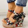 Women Sandals Dot Bowknot Design Platform Wedge Female Casual High Increas Shoes Ladies Fashion Ankle Strap Open Toe Sandals