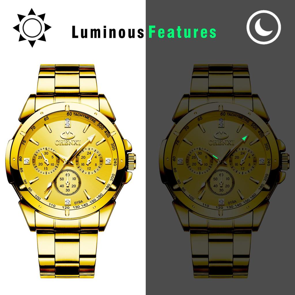 JewelryWe Formal Round Dial Analog Display Kuotsu Seibi Gold Men's Watch, Business, Watch, Fashion,