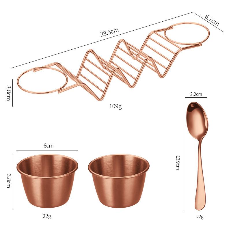 Набор держателей для тако из нержавеющей стали, подставка-держатель для тако с 2 соусницами, подставка для тако, вмещает 3 тортильи, кухонный гаджет