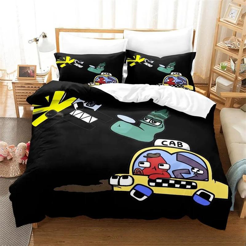 3D-принт с мультяшным алфавитом Lore AZ Комплект постельного белья для мальчиков и девочек, двуспальный размер, пододеяльник, наволочка, кровать для детей и взрослых 2/3 шт.