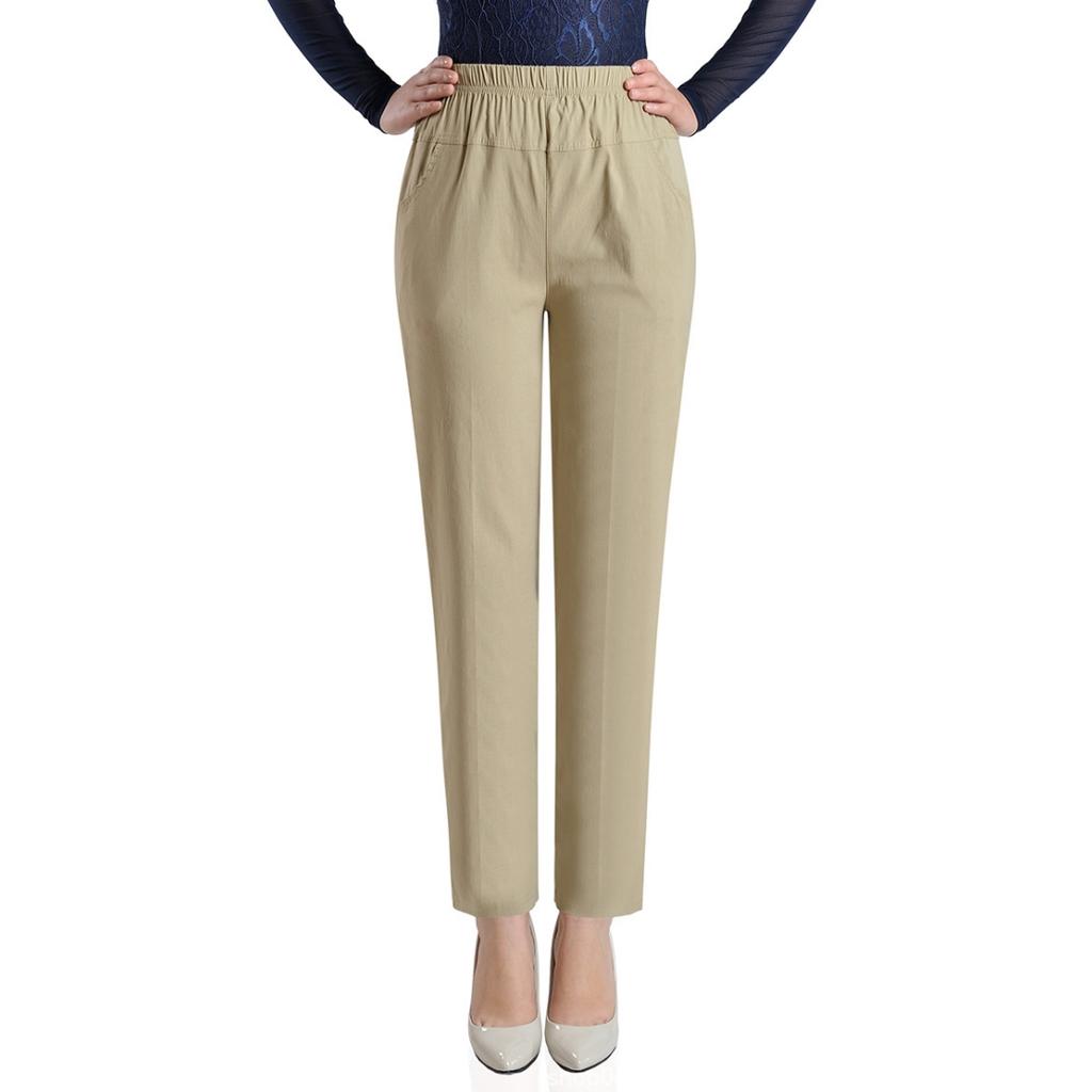 Плюс Размер Высокой Талией Длинные Брюки Женщин Прямые Брюки Белье Pantalon Работа Офис Дамы