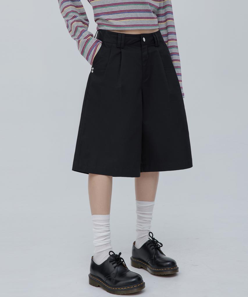 CHICKS Bermuda Wide Cotton Pants Black