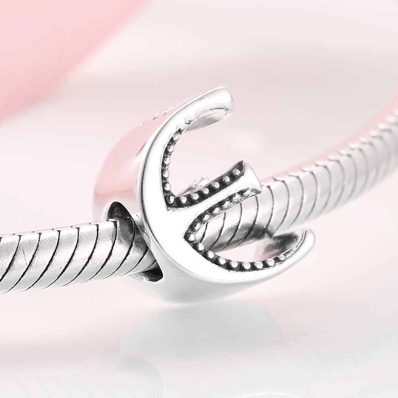 925 стерлингового серебра мода изящные буквы алфавита от A до Z бусины подходят шармы 925 браслеты браслеты ювелирные изделия своими руками