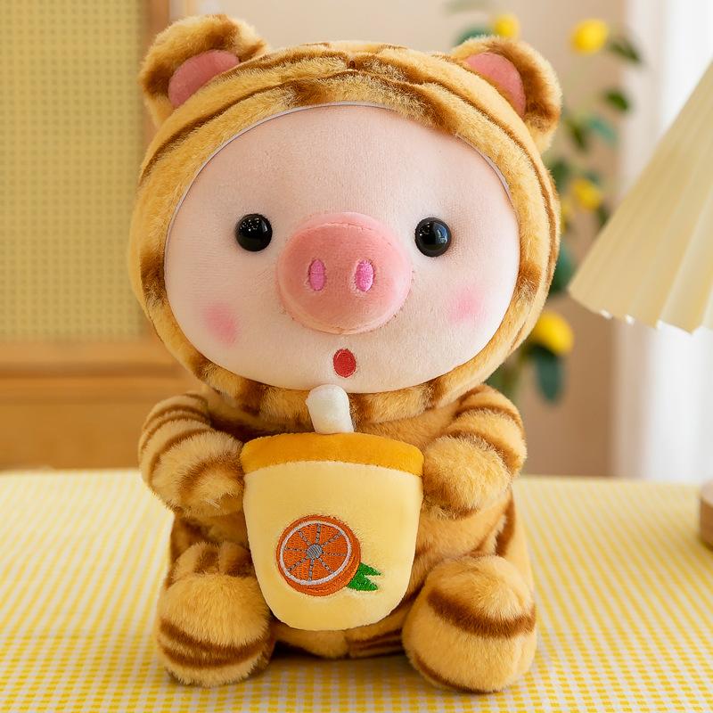 Cartoon Animal Transformed Into Milk Tea Pig Plush Toy New Product Small Frog Doll Grab Machine Doll Doll