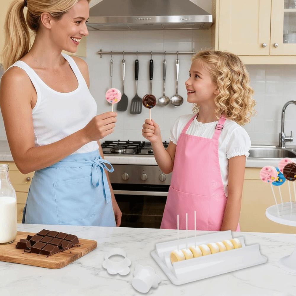 with Tray Circle Cake Pop Mold Set Double Slot Lollipop Molds Creative Round Cookie Cutters Party