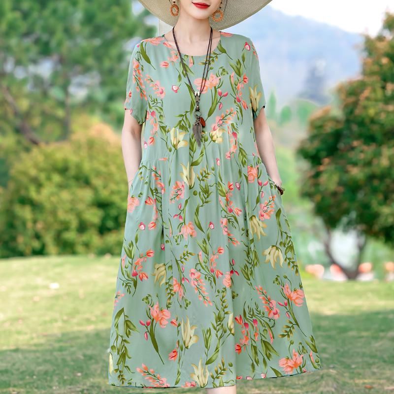Летние повседневные женские платья винтажная одежда больших размеров с коротким рукавом элегантное длинное платье