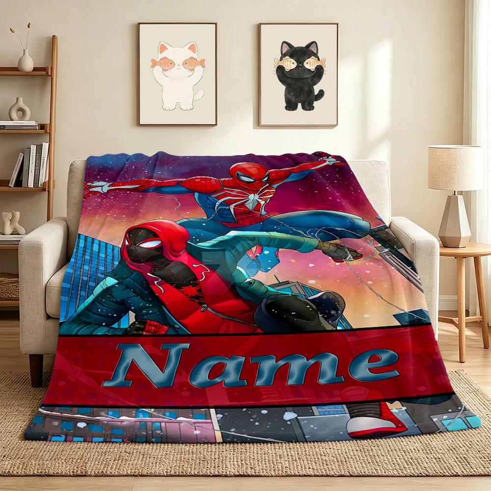 Custom Name Spider-Man Comics Flannel Blanket Throw Blanket Soft Warm Sofa Bed Decor Unique Gift