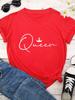 8 цветов Crown Queen Letter Print Футболка женская с коротким рукавом O-образным вырезом свободная футболка летняя женская футболка топы одежда Mujer