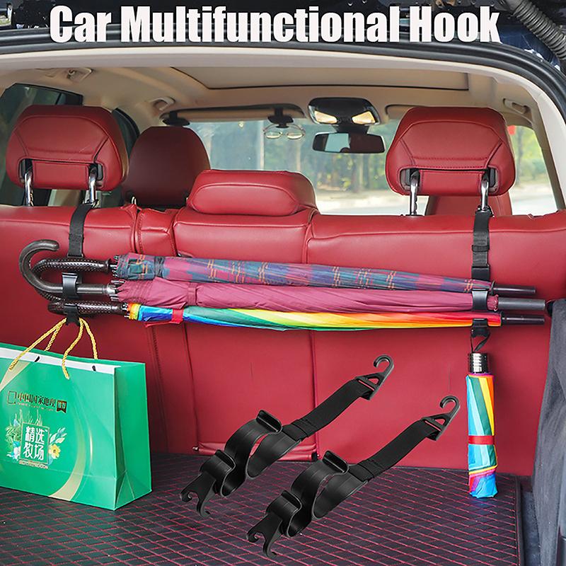 2 шт. крючок для заднего сиденья автомобиля, многофункциональный крючок для подголовника заднего сиденья, держатель для зонта, органайзер для хранения на спинке сиденья