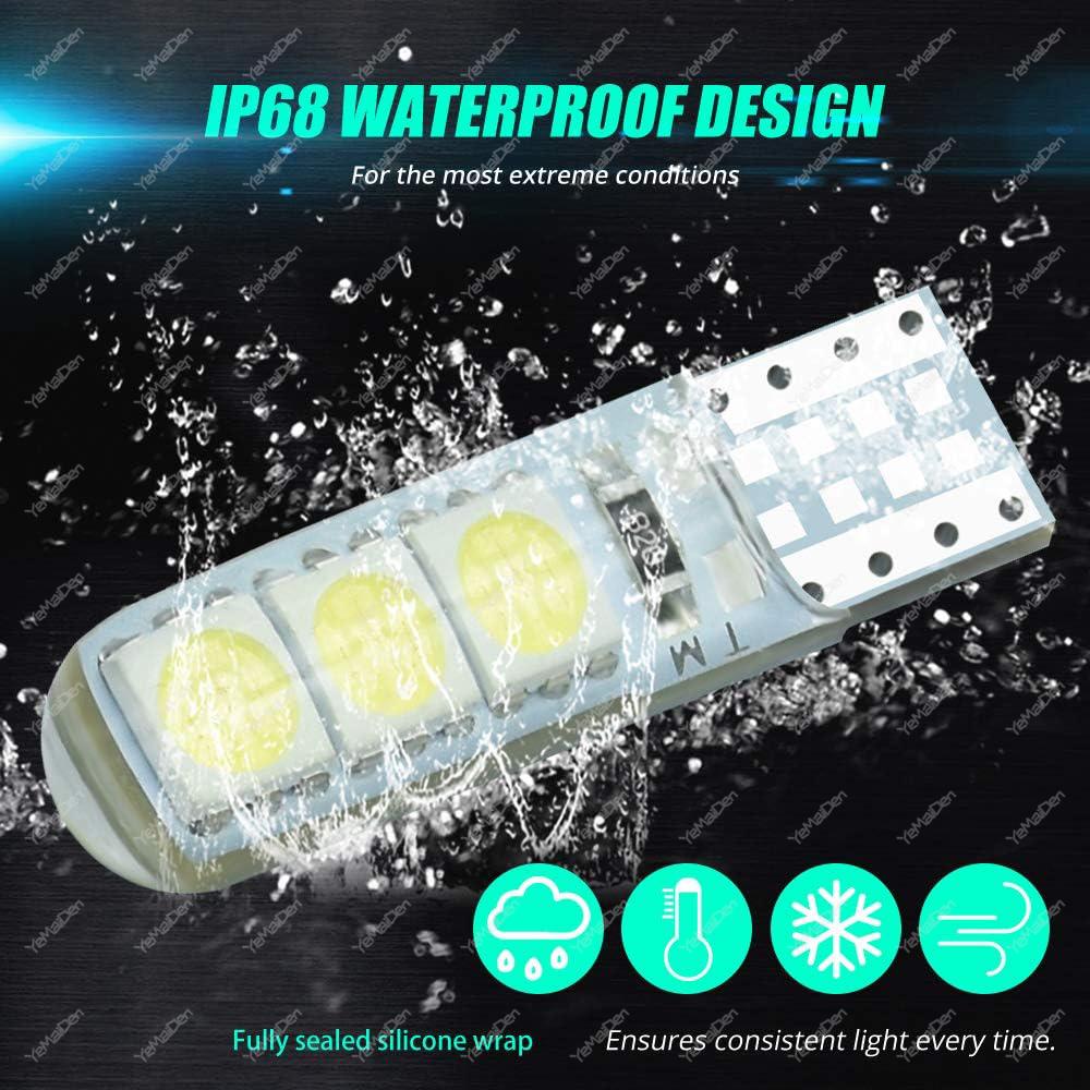 10/20/30/50 ШТ. Светодиодные лампы T10 W5W 12V 5050-6SMD 7000K Белый Автомобильные Багажник Боковые Габаритные Номера Сигнальные Фонари Силиконовые Водонепроницаемые Купольные Фонари 6