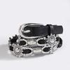 Women's Geometric Oval Engraving Accessories Metal Pin Buckle Punk Style Belt