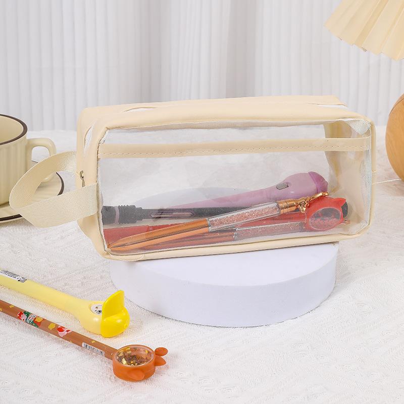 Transparent Pen Bag Simple Design Large Capacity Pencil Pouch Pencil Case Transparent Student Pencil Bag For Office Student