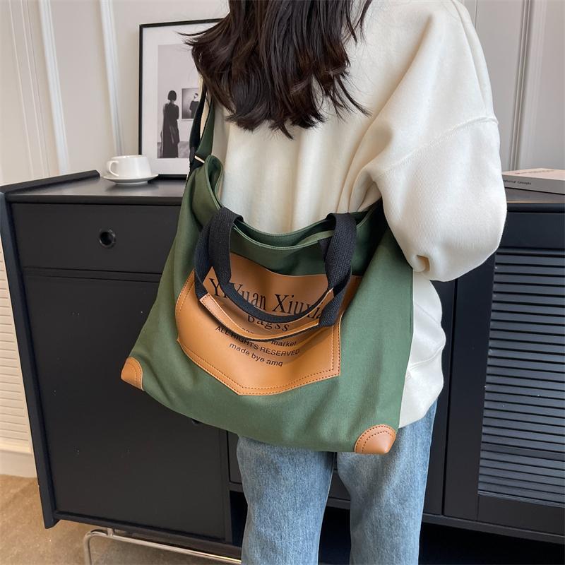 Модная сумка через плечо большой емкости с буквенным принтом, женская новая модная простая сумка, однотонная сумка-тоут