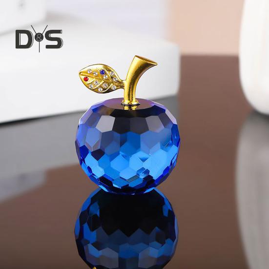 Стеклянные яблоки, фигурка, искусственный хрустальный фрукт, украшение, коллекционные полупрозрачные яблоки, украшение для домашнего офиса, приборной панели автомобиля