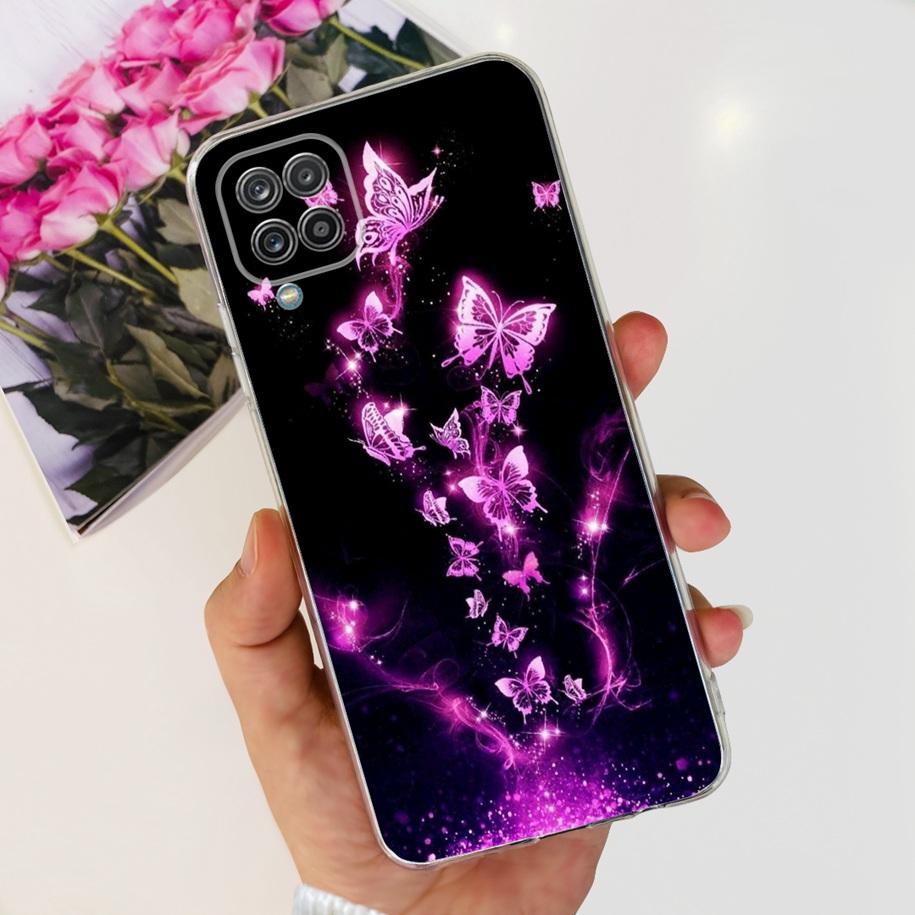 Чехол для Samsung Galaxy A12 Прозрачная накладка Модный Цветок Тонкий Мягкий ТПУ Чехол для Телефона Для Samsung A12 SM-A125F M12 F12 A 12 Capa