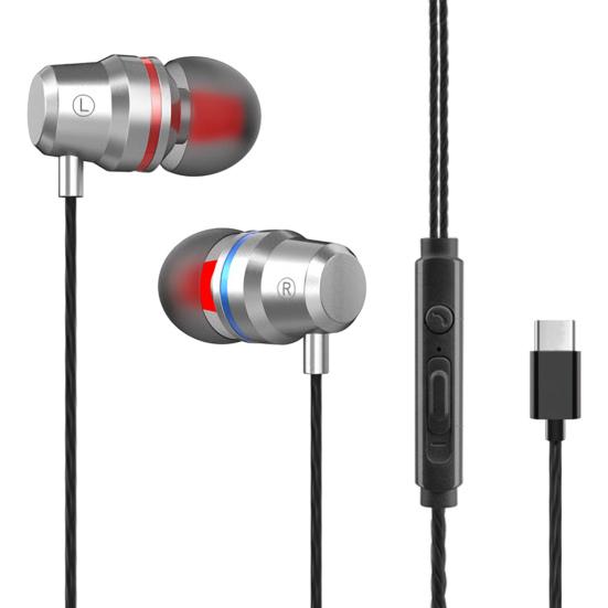 Проводные наушники YT6 Управление Металлические Type-C Универсальные Провод Супер Тяжелый Бас Стерео Музыка