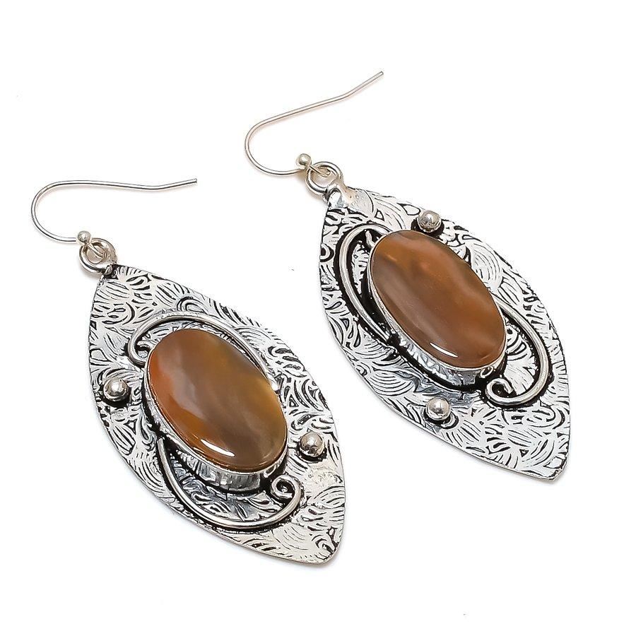 Natural Polychrome Jasper 925 Sterling Silver Jewelry Earring 2.56" ZS-1453