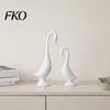 Niche Art Gift 2Pcs 3D Printed Swan Figurine, Artistic Sculpture with Stable Base, Decorative Double Ornament Ornaments, Minimalist Animal for