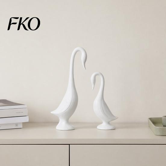 Niche Art Gift 2Pcs 3D Printed Swan Figurine, Artistic Sculpture with Stable Base, Decorative Double Ornament Ornaments, Minimalist Animal for