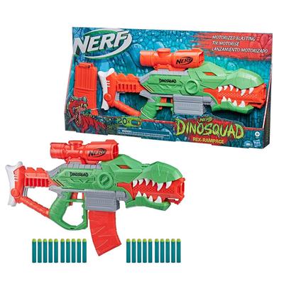 Hasbro Nerf Dino Squad Rex Rampage Электрический бластер Nerf Elite 20 официальных дротиков в комплекте 10 зажимов для хранения дротиков 10 запасов для хранения дротиков Tyrannosaurus