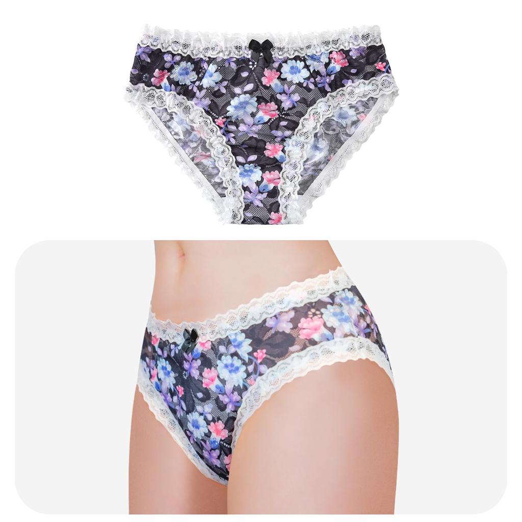 Мужские трусики LittleForBig, спереди, цветущие цветы [деревенский стиль], сетчатые трусы-слипы, черные, размер L