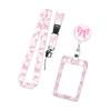 Lanyard with Card Holder Butterfly Print Identity Card Case Retractable ABS Badge Holder with Removable Neck Strap