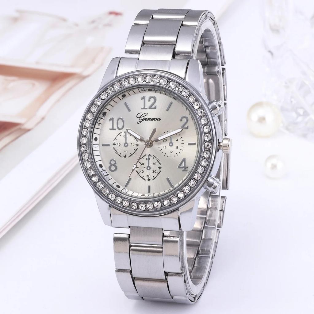 Luxury Women Watch Golden Rhinestone Fashion Women Quartz Watch Analog Wristwatch Lady's Gold Stainless Steel Bracelet Clock
