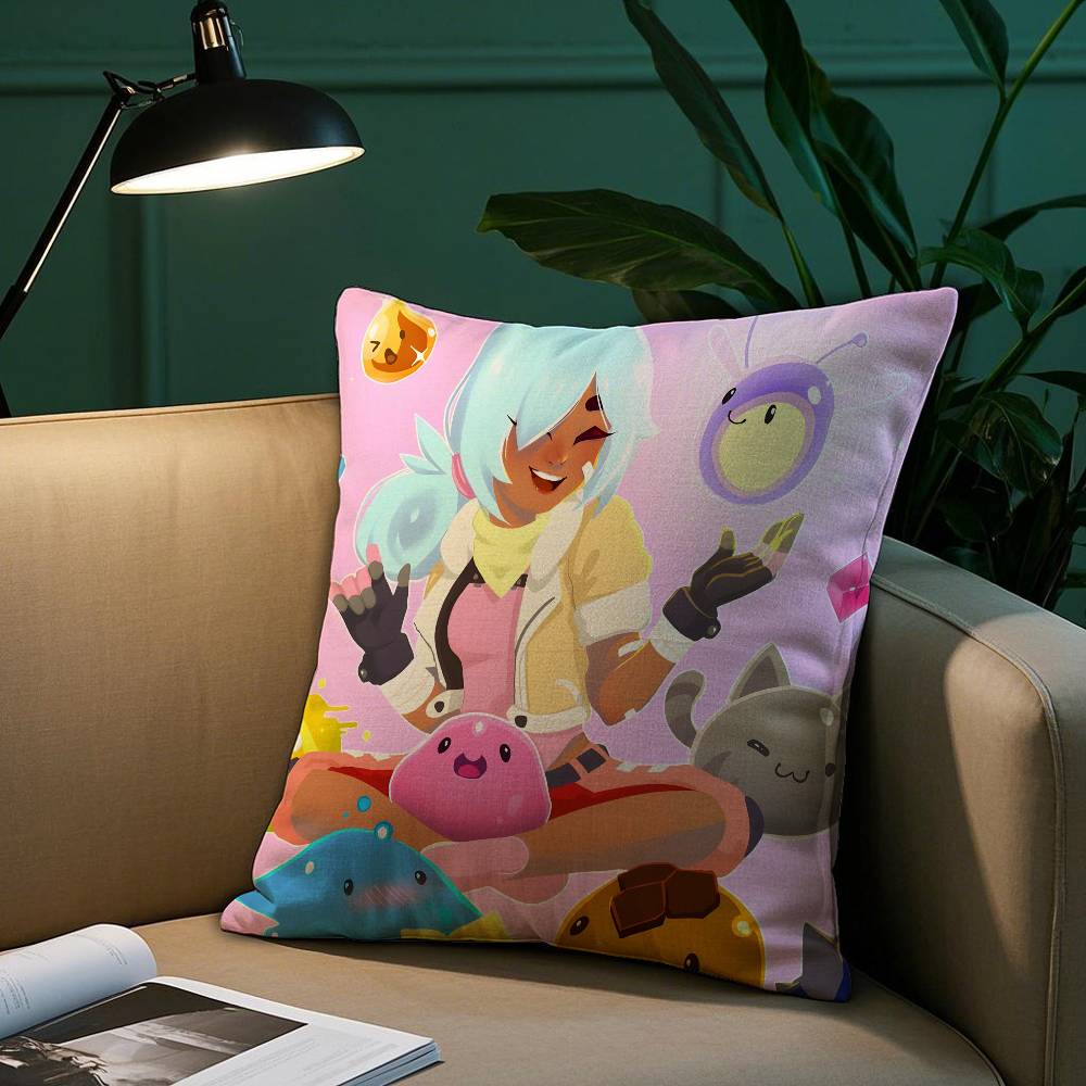 S-Slime R-Ranchers Game Pillow Case Short Plush Print Cushion Cover Square Throw Pillow Covers Sofa Home Decor